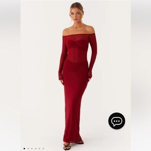 Peppermayo Exclusive - Divine Beauty Mesh Maxi Dress - Maroon